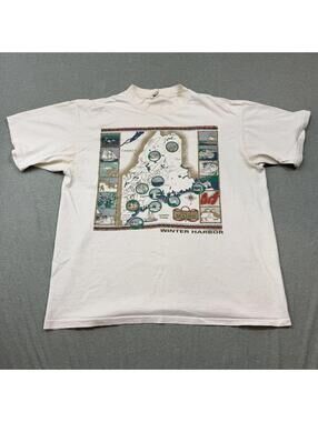 Vintage 90s Winter Harbor Maine T Shirt Mens XL Oneita Single Stitch USA